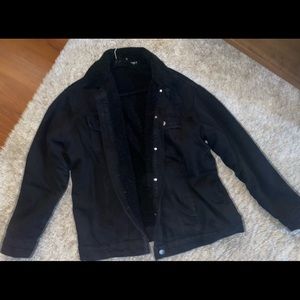 Black denim Sherpa jacket